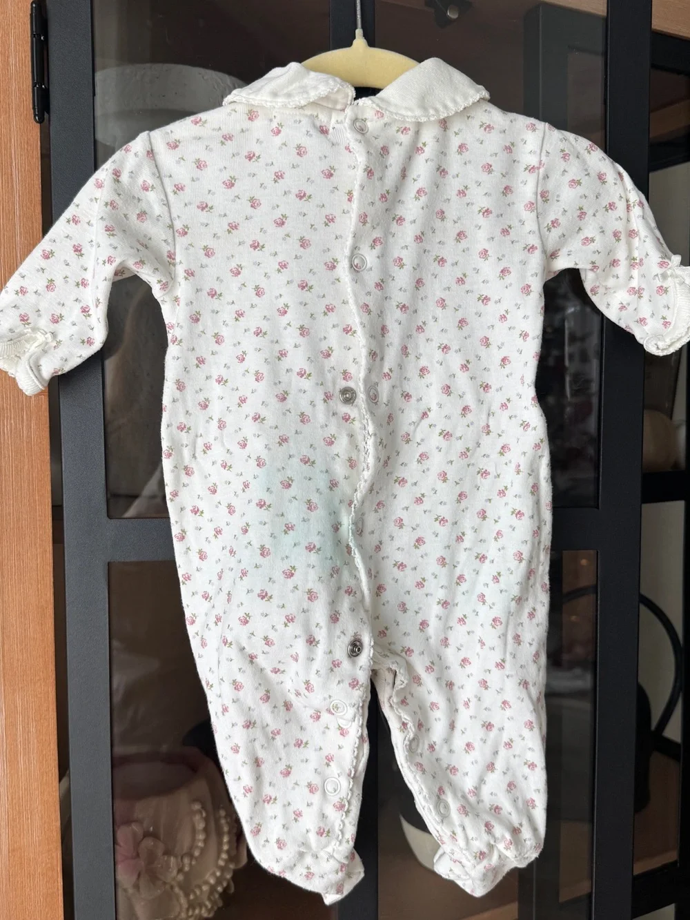 Ralph Lauren floral footies peter pan collar lace newborn baby girl coverall